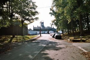 Approach to Hospital from Menston Drive.Filming of Asylum